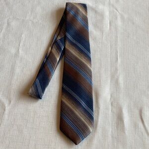 Wembley Blue and Brown Striped Silk Tie